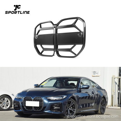 Prepreg Dry Carbon Glossy Black Front Grille Grill Cover Trims for BMW G22 G23 2021-2022